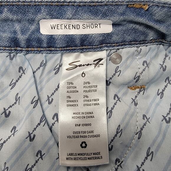 Seven Weekend Short Womens SZ 6 Midrise Light Wash 5 in Inseam NWT - Picture 7 of 10